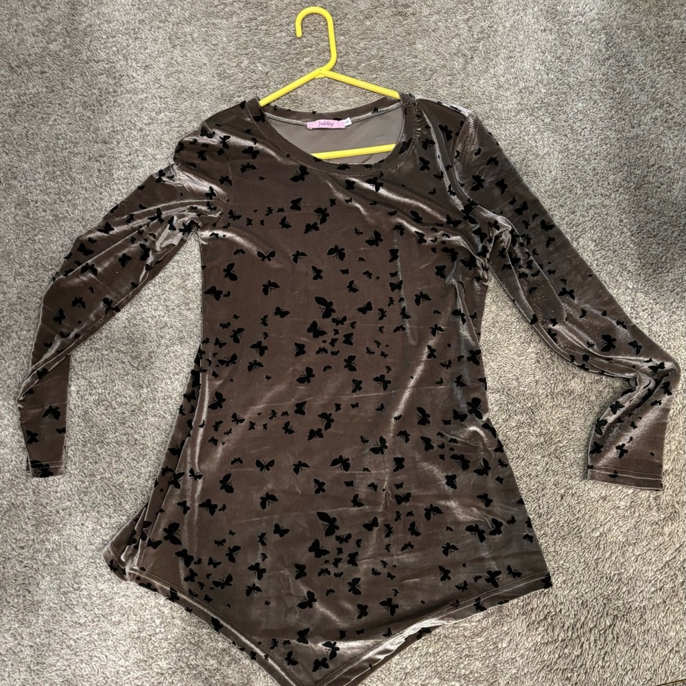 Jubby long sleeve velvet velour tunic, sz S